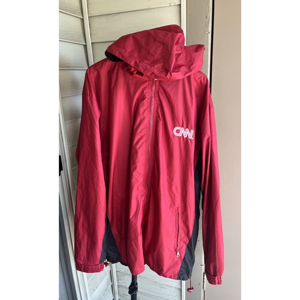 CNN Men's Cheneral News Parka Removable Hood Full Zipper Red Size XL